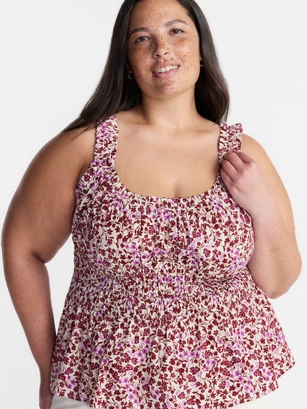 Tank Top Smocked Peplum cotton by Terra & Sky 3x